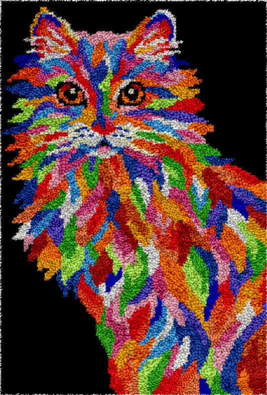 Tapestry Latch Hook Rugs Kits for Adults with Pattern Cat Printed