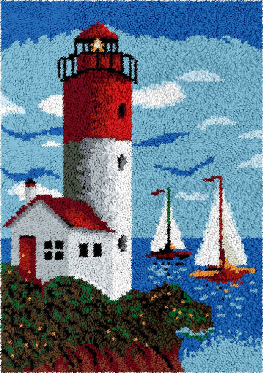 Lighthouse Latch Hook Kits, Large Latch Hook Rug Kit for Adults