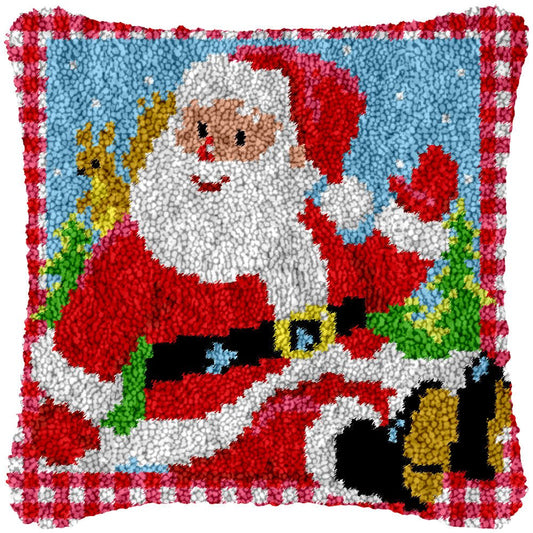 Cartoon Santa Latch Hook Pillow Kit Hooked Cushion for Adult, Beginner and  Kid