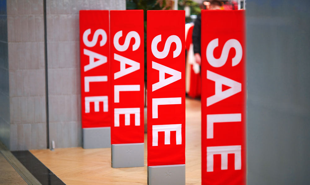 Sale signage erected outside of store