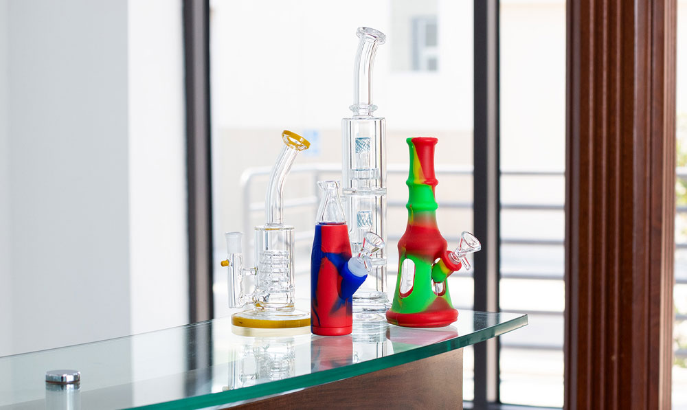 Got Vape Glass products standing on counter with natural lighting