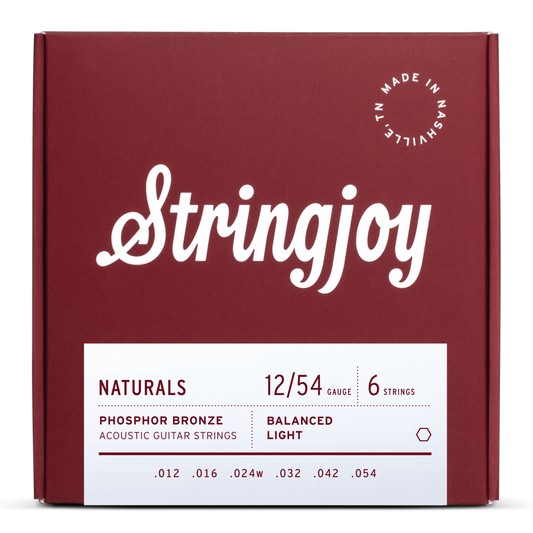Stringjoy Naturals Light Gauge (12-54) Phosphor Bronze Acoustic Guitar Strings
