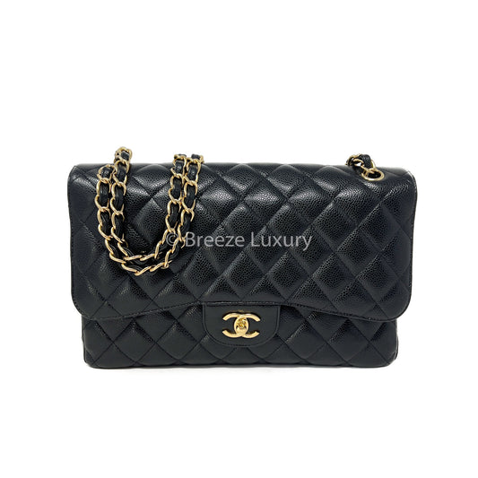 Chanel Medium Classic Double Flap Bag Black Leather Pony-style