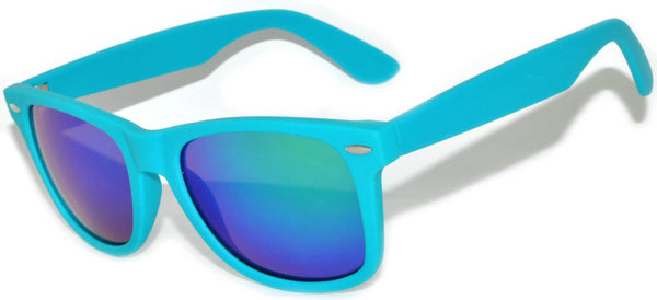 Retro Sunglasses - Matte-Turquoise Frame / Mirror Lens