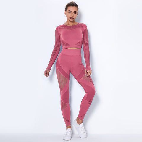 Long sleeve suit yoga suit sports fitness running yoga pants for women