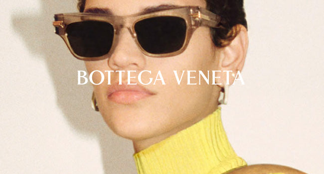 Female model wearing Bottega Veneta sunglasses