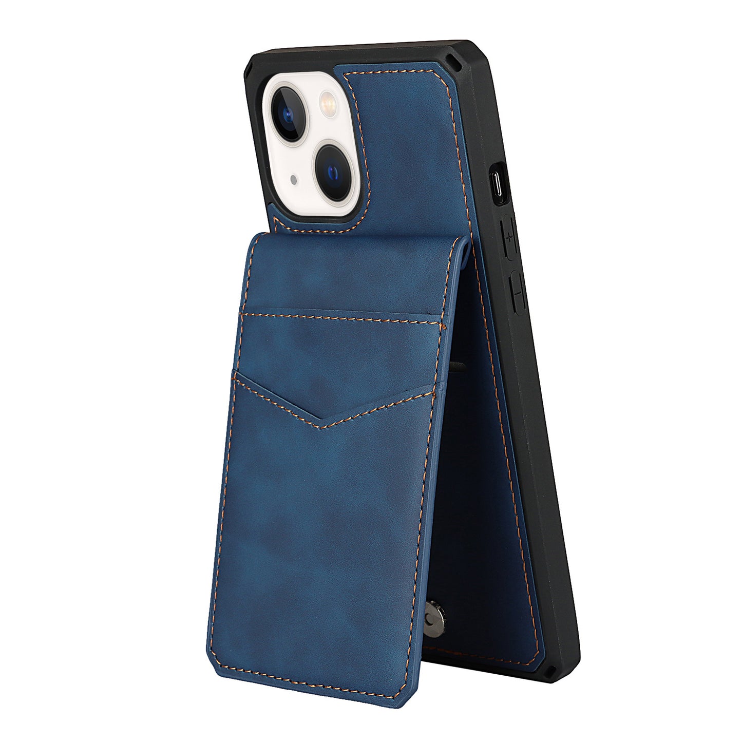 Custom Genuine Leather iPhone Case Stand Wallet with Strap for iPhone 13 / iPhone 12/ iPhone 11/ iPhone XS/ iPhone 8/ iPhone 7