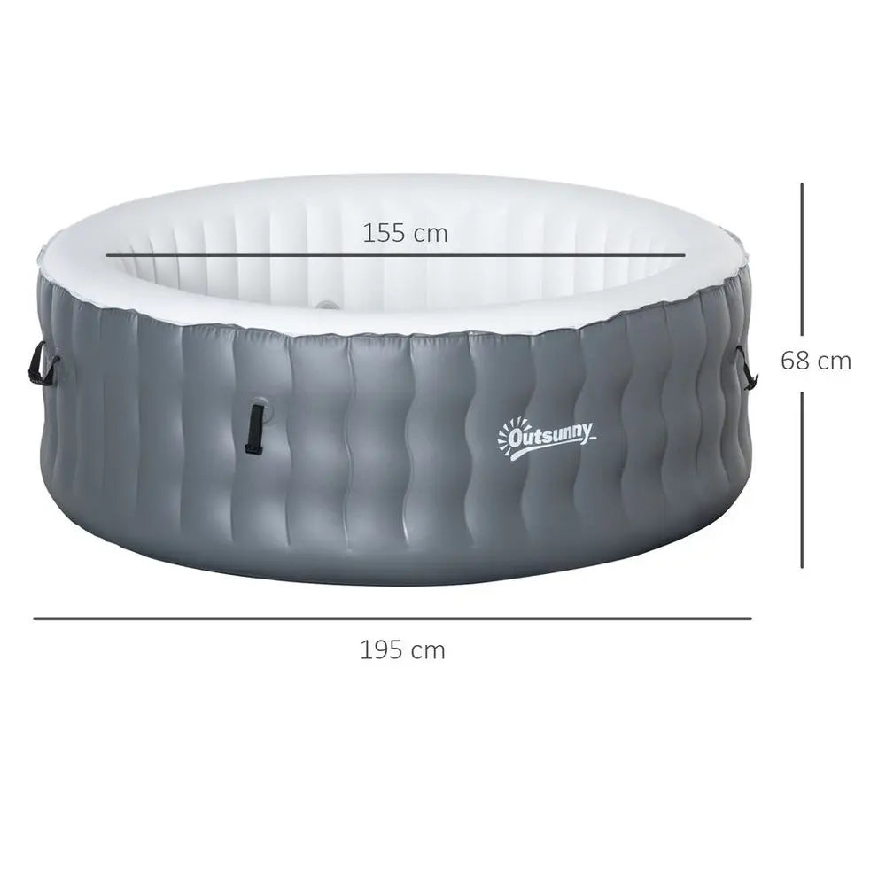 Round Inflatable Hot Tub Bubble Spa w/ Pump, Cover,4-6 Person, Grey - Image 4