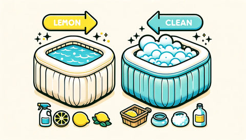 illustration depicting cleaning hot tubs of yellow stains