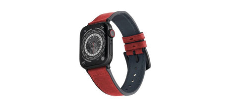 Lyon red leather apple watch band