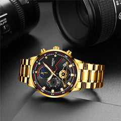 Montre  Homme dorée cadran noir