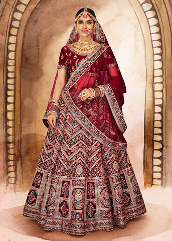 Buy Maroon Color Lehenga Online for Brides Online in USA