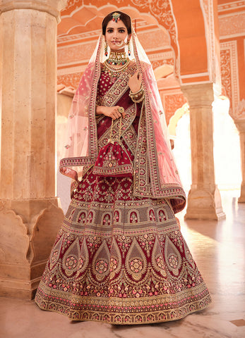 Shop Royal Maroon Lehenga Online in UK