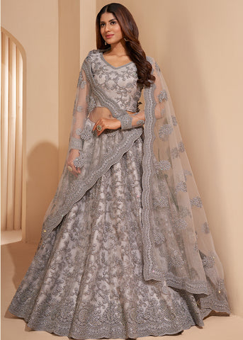 Buy Adorable Grey Designer Bridesmaids Wedding Lehenga Choli in USA