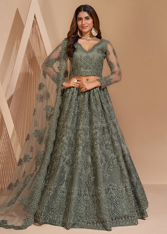 Buy Laurel Green Bridal Lehenga Online in UK