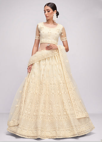 Buy Classic Off White Cording Designer Wedding Bridal Lehenga Choli in Canada