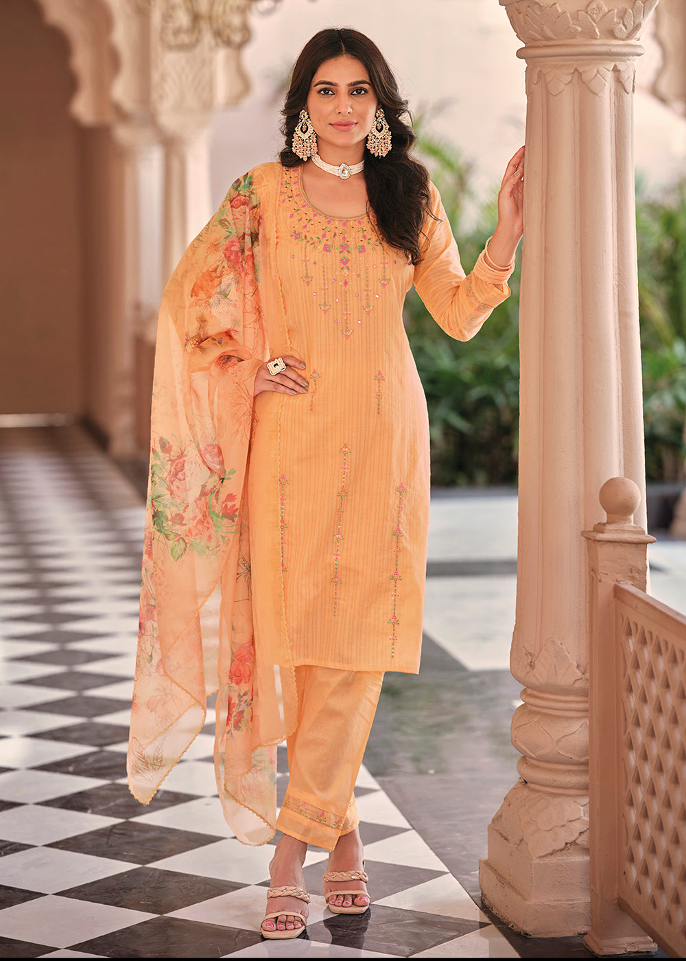 Attractive Grey South Cotton Churidar Suit - cs4272