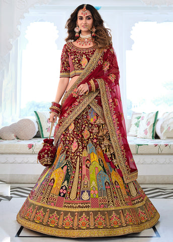 Buy Handwork Bridal Maroon Lehenga Online in Australia