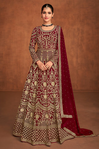 Buy This Beautiful All Over Embroidered Ready to Wear Anarkali Gown Online in USA