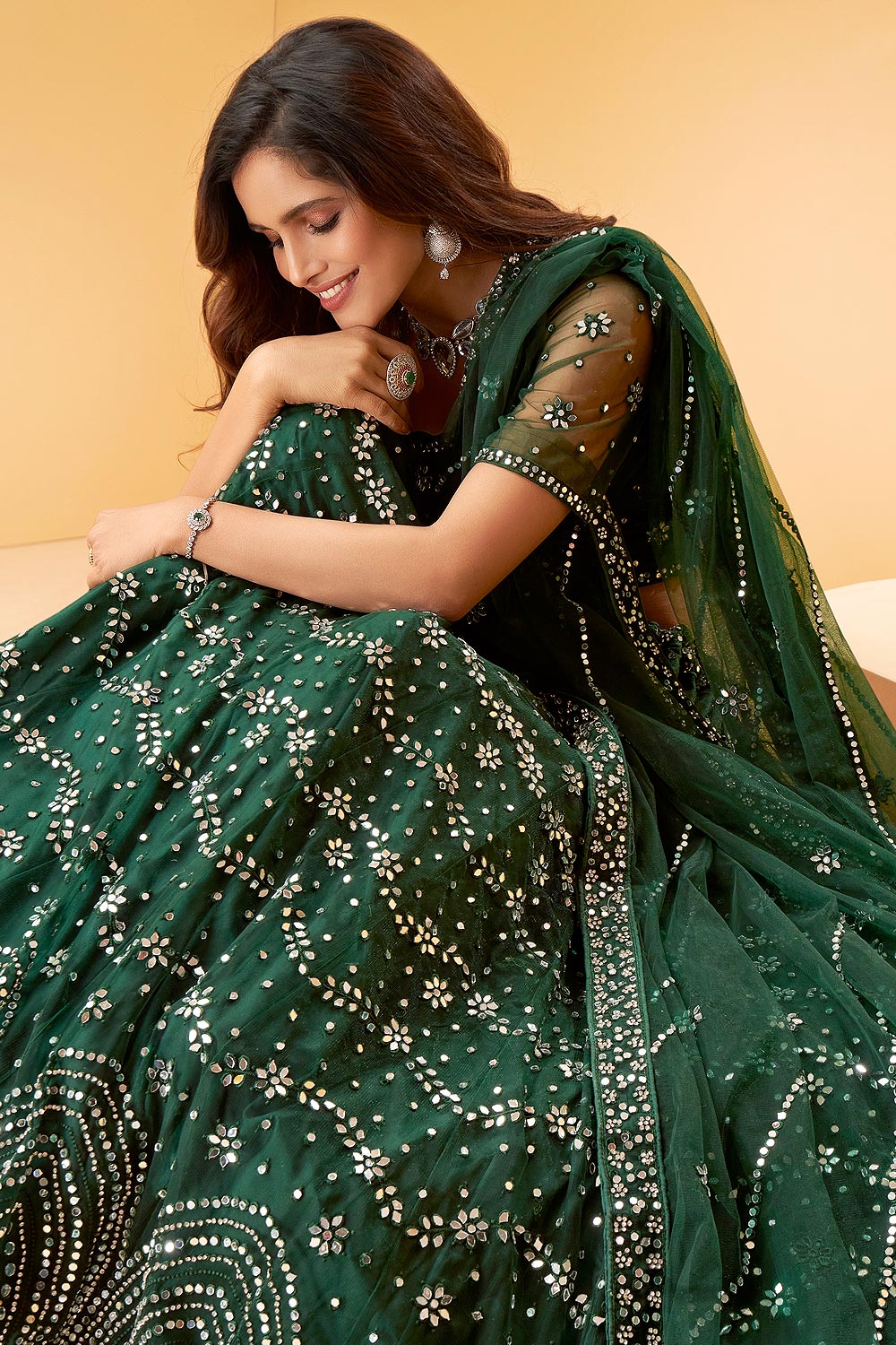 Sage green wedding lehenga choli in georgette - G3-WLC13794