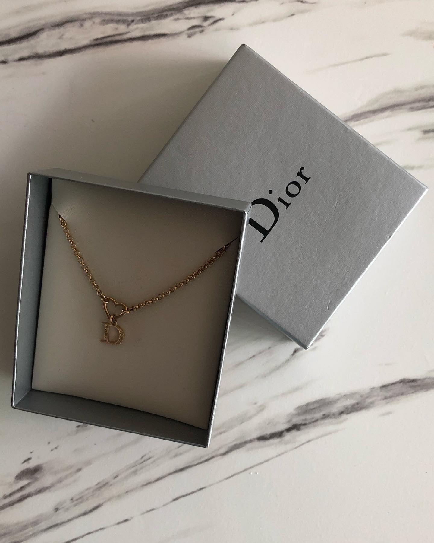 DIOR Gold Christian Dior Logo Necklace  Reluxe Vintage