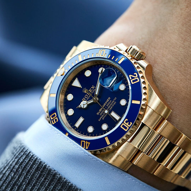 yellow gold submariner blue dial