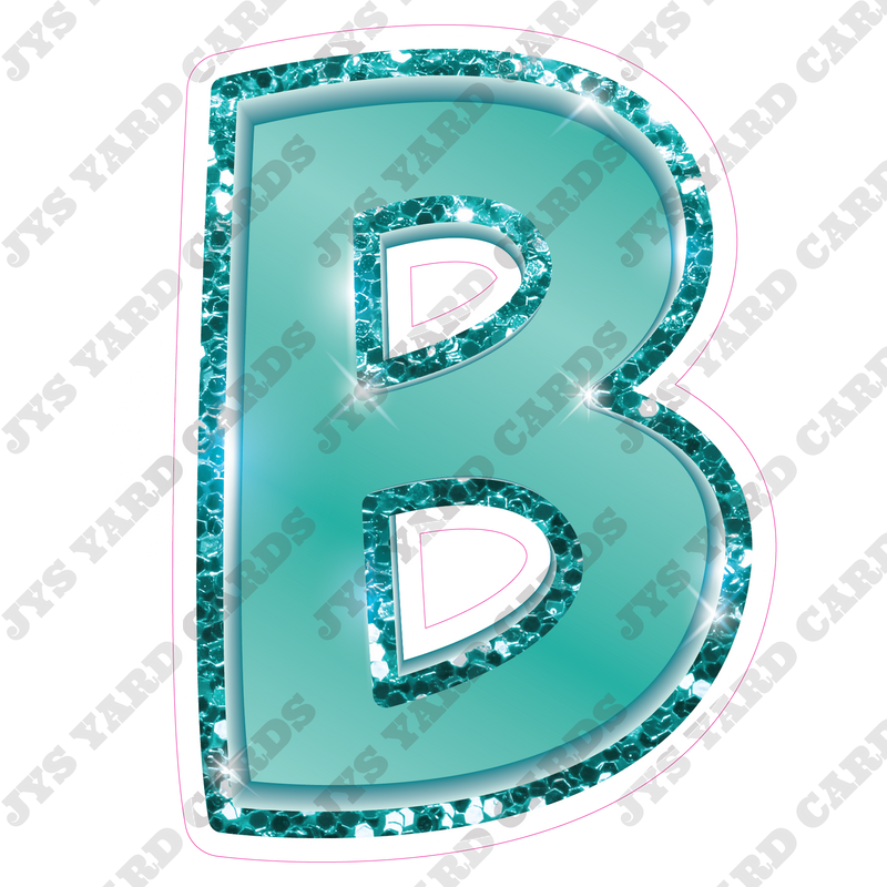 9-256 Glitter Turquoise Letters - 1 inch Turquoise Alphabet