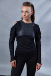 SL Black open shoulder shirt with crew neck - zolnar