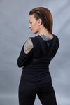 SL Black open shoulder shirt with crew neck - zolnar