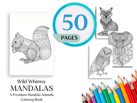 product banner:Wild Whimsy: A Premium Mandala Animals Coloring Experience