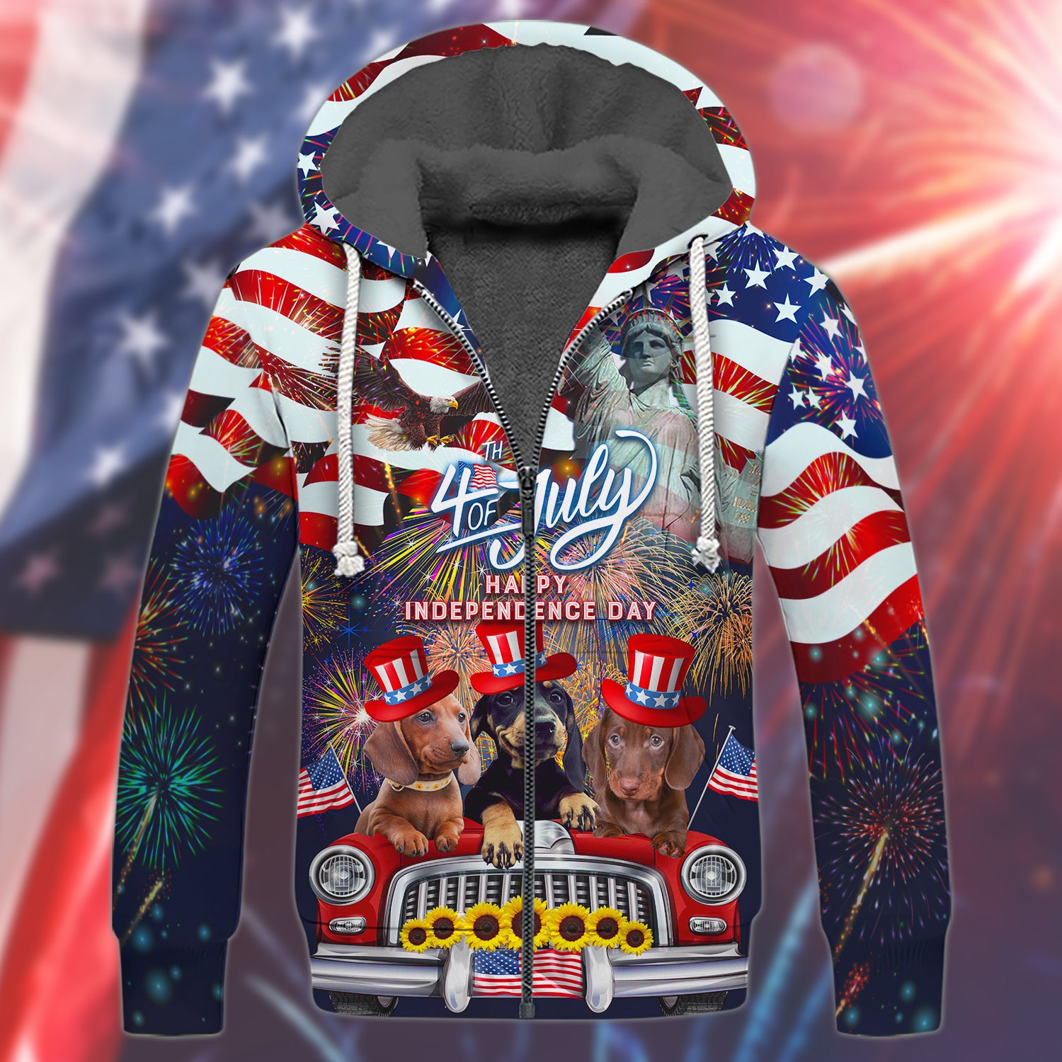 HOT Dachshund American 4th of July Happy Independence 3D Print Hoodie, Shirt1