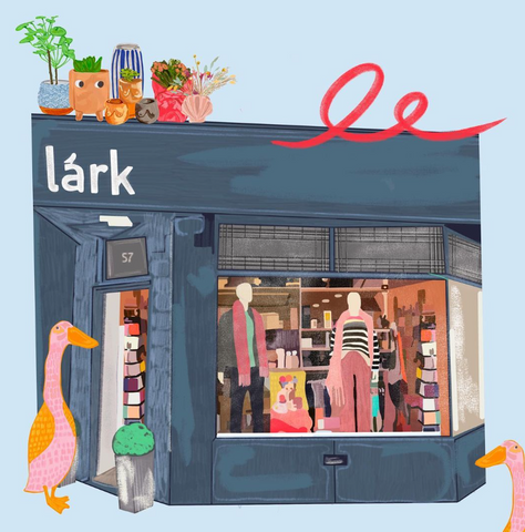 Graphic illustration of Lark London shop