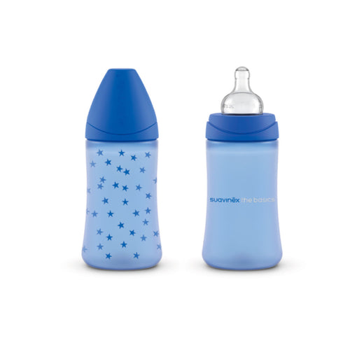 Suavinex, Biberón anticólico cero cero cero con tetina de flujo medio (M),  3 meses, ideal para lactancia mixta, tetina imita el pecho, 270 ml :  : Bebé