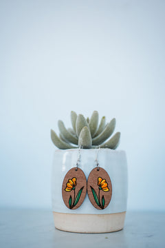 Orange Wildflower Dangle Earrings