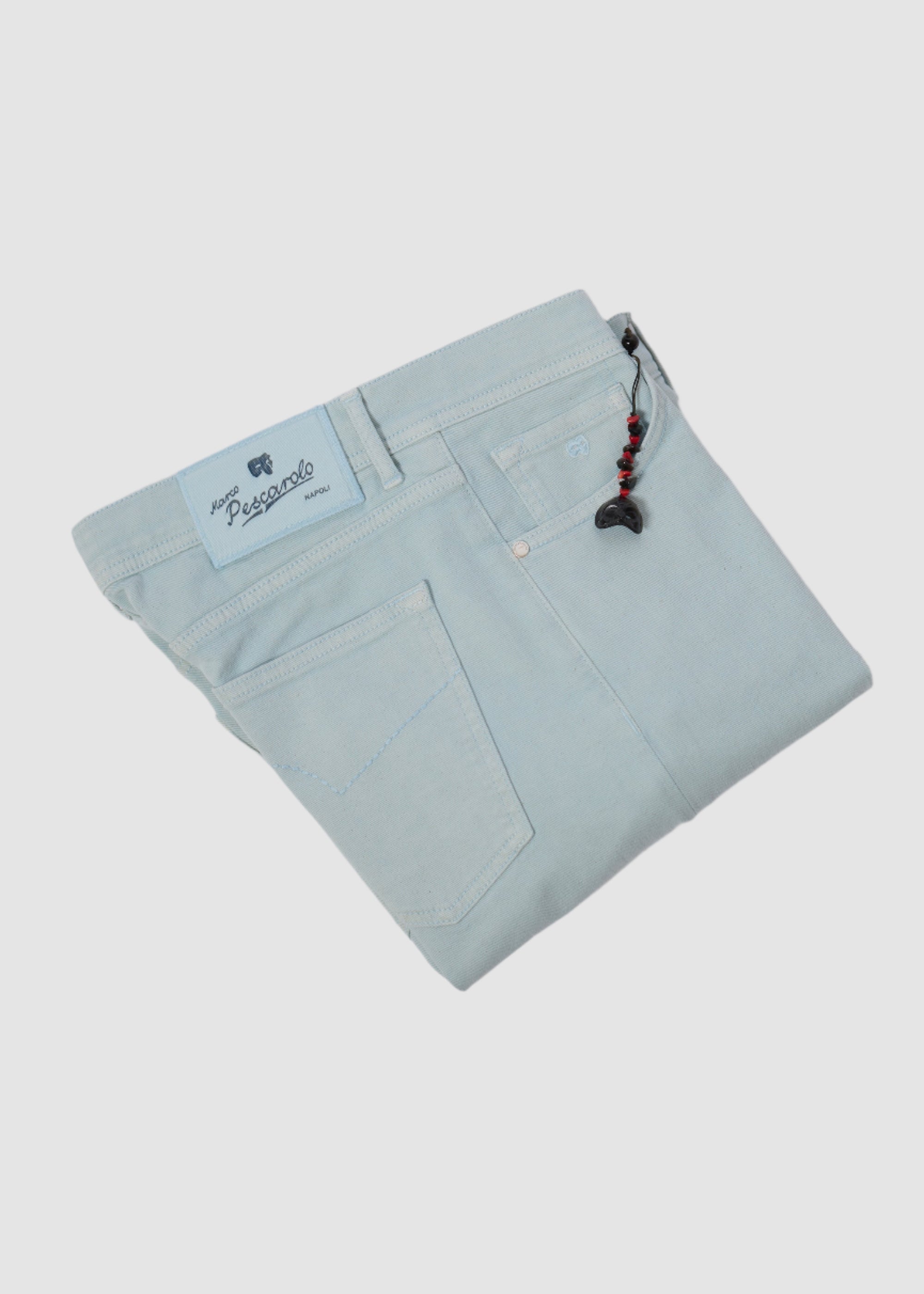 PESCAROLO 5POCKET IN BEIGE CREAM IN SKY BLUE
