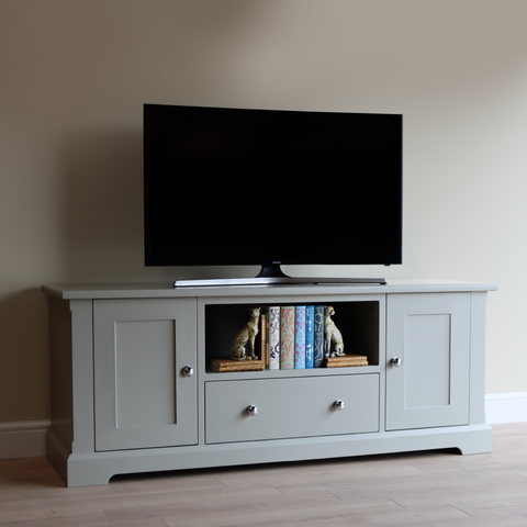 Large media stand painted in Hardwick White