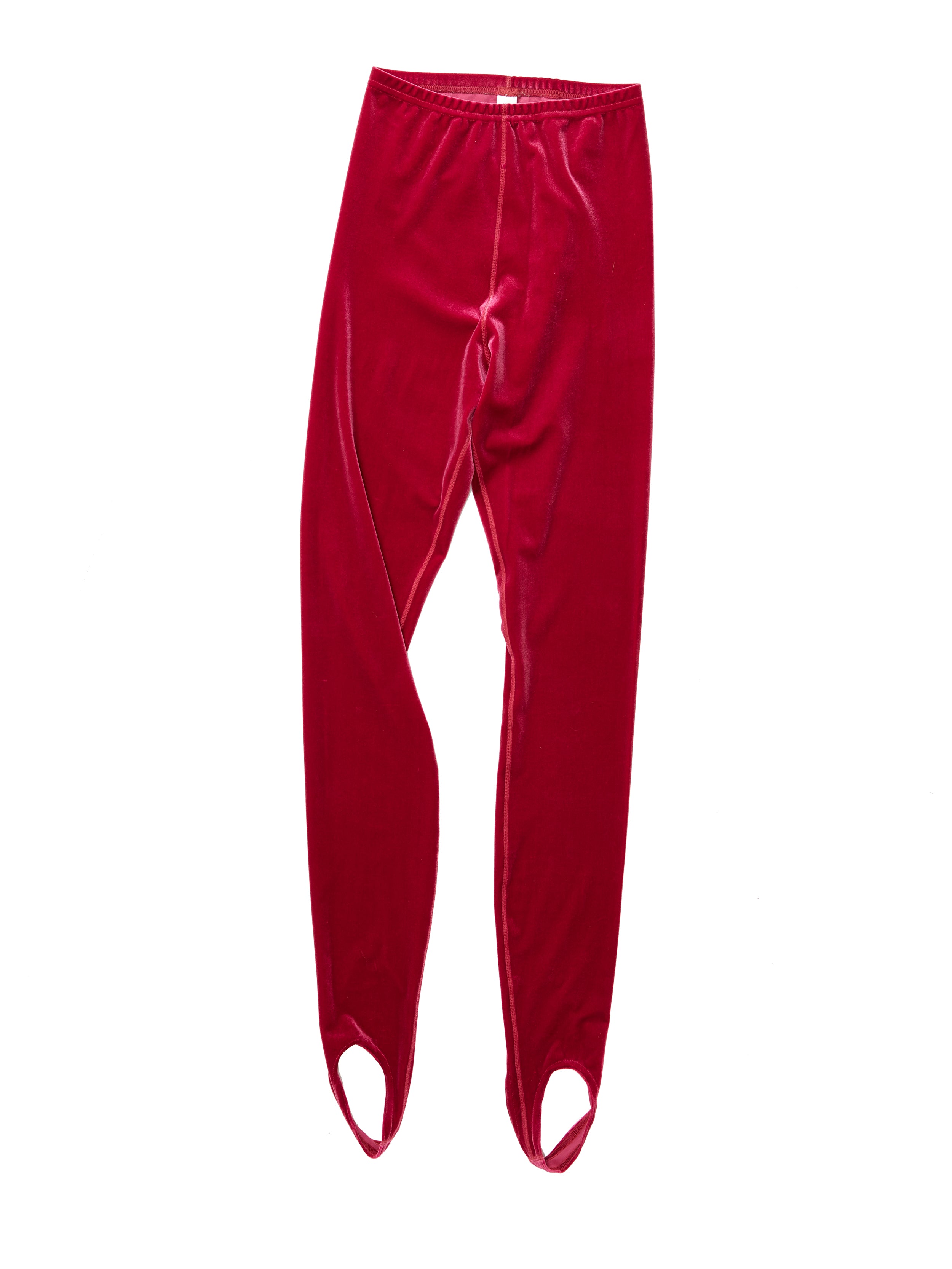 Vtg Hot Kiss Velour Leggings Pants Straight Leg Solid Red Velvet