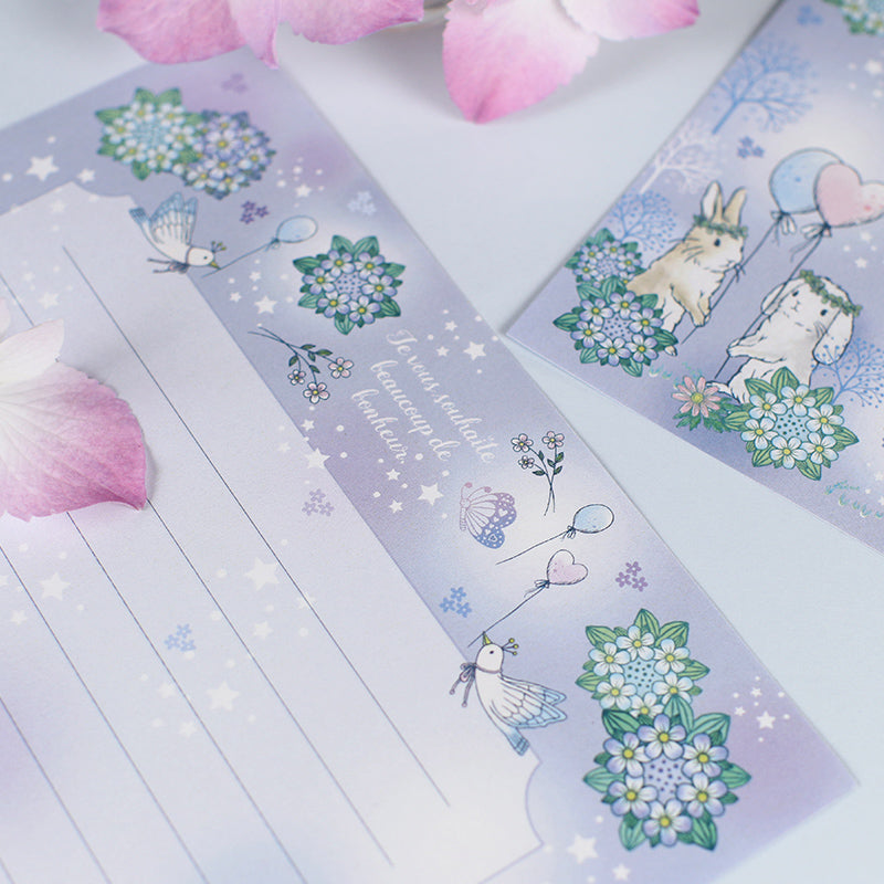 Letter sets: For writing letters: stationery, envelopes, address labels Rabbits, droopy-eared rabbits, hydrangeas, bluebells, lily of the valley, forest scenery, also for decorating your diary, animals, birds, deer, squirrels and hedgehogs, animals, four-leaf clovers