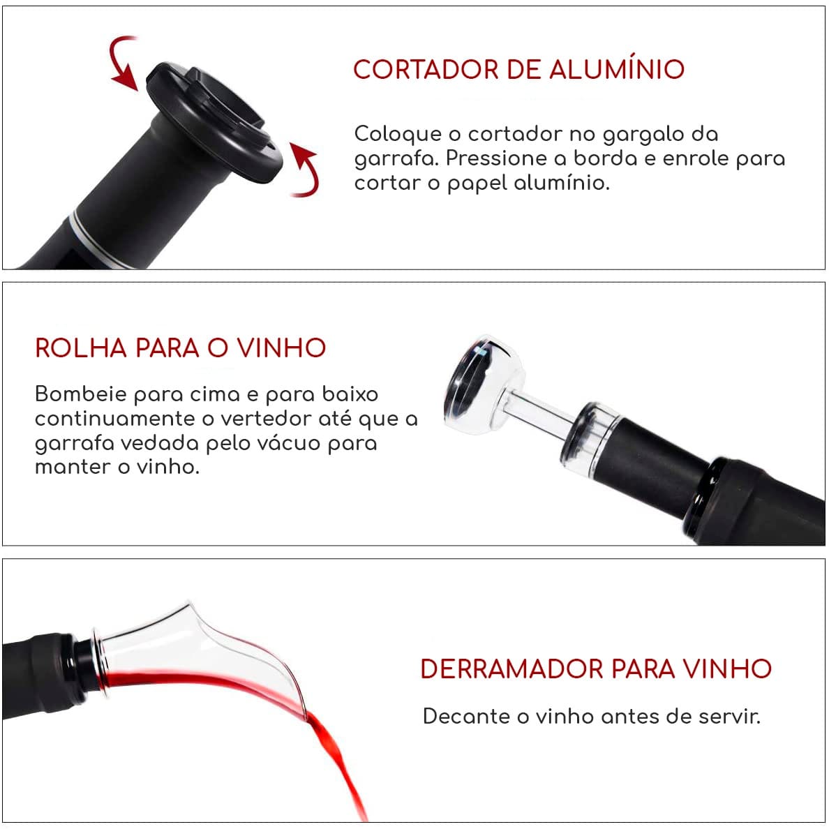 abridor de vinho elétrico usb