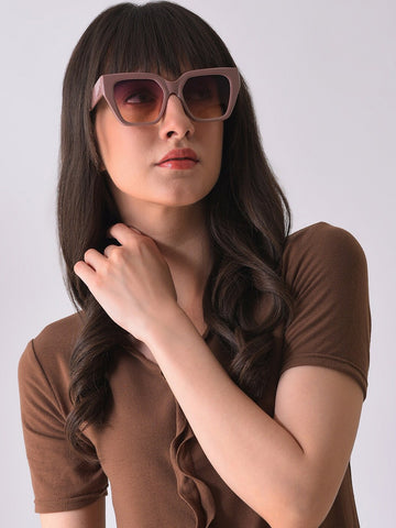 Dusty pink polarised and UV protected sunglasses.