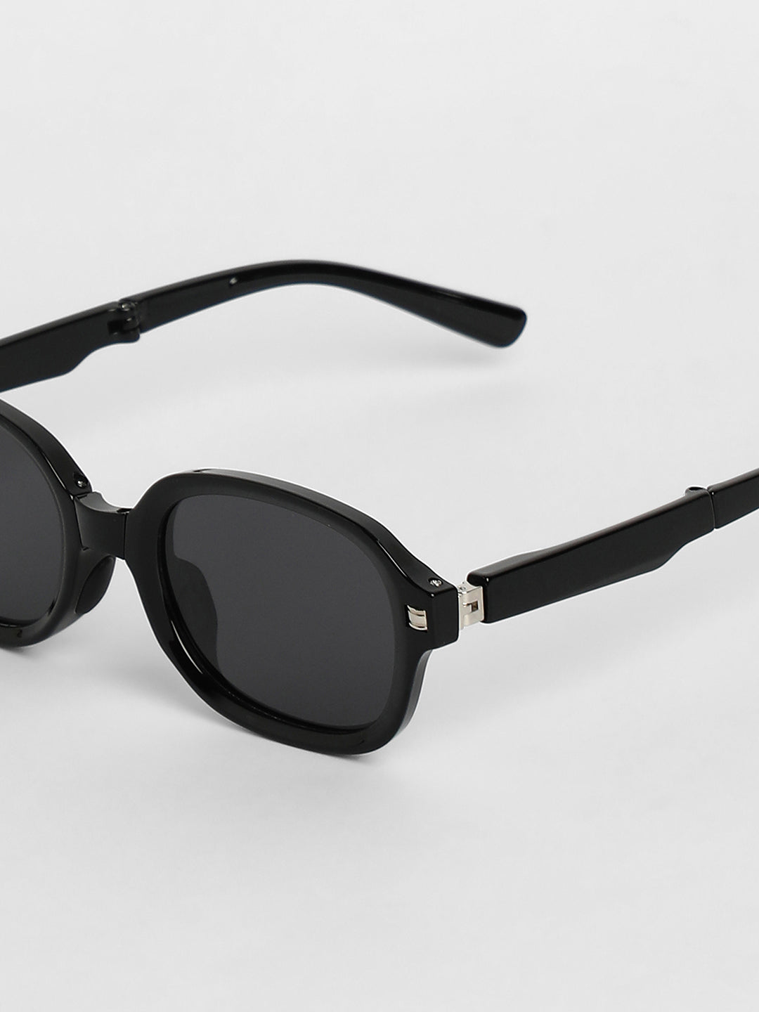 Foldable Rectangular Sunglasses - Black-Sunglass