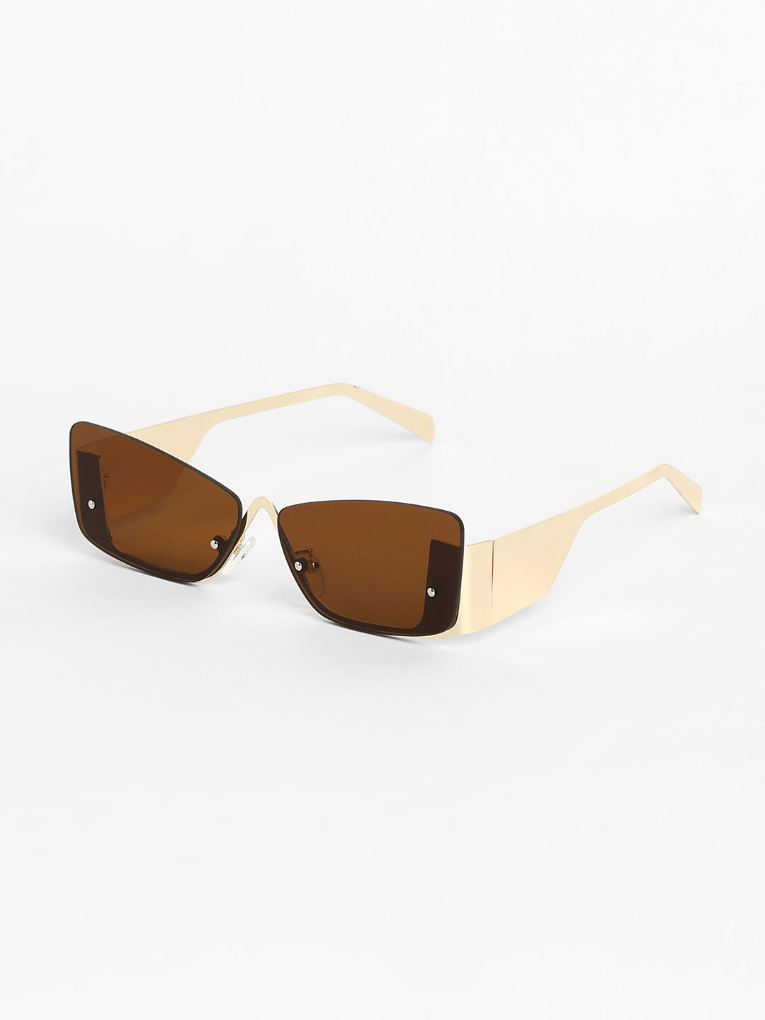 The Abstract Rectangular Sunglasses - Champayne Gold-Sunglass
