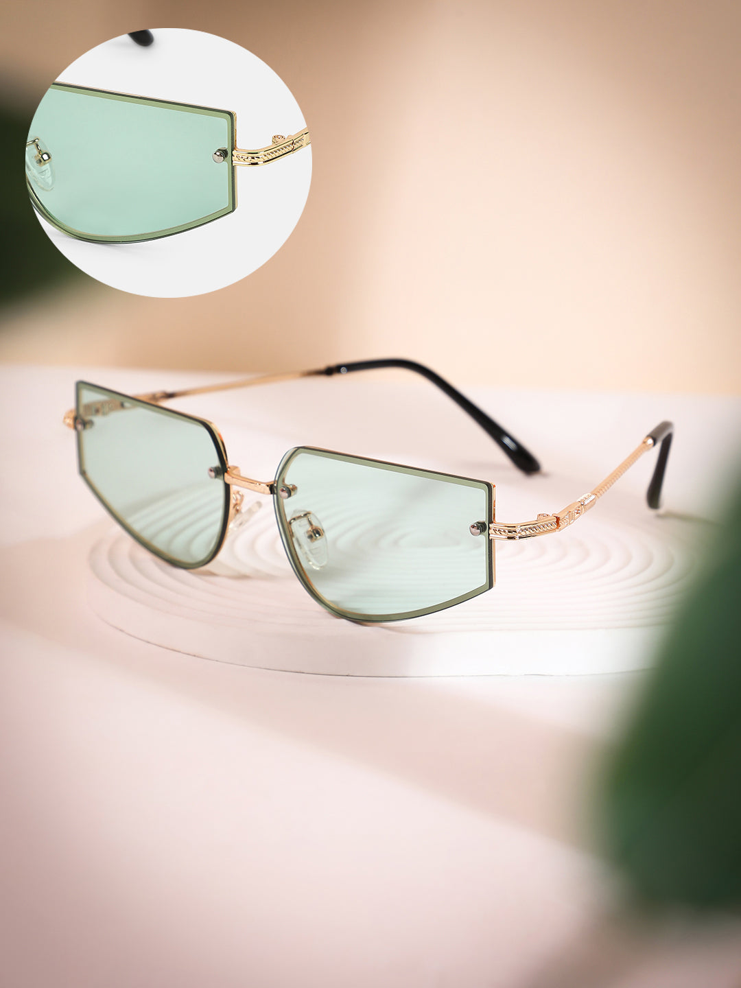 The Studio Rectangular Sunglass - Champayne Gold-Sunglass