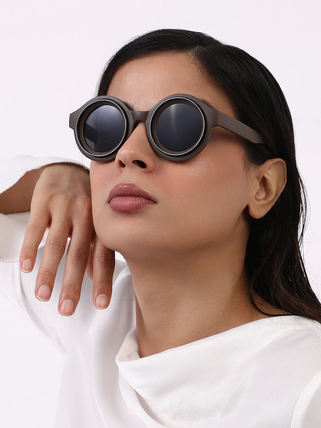 The Binoculars Round Sunglass - Taupe Brown-Sunglass