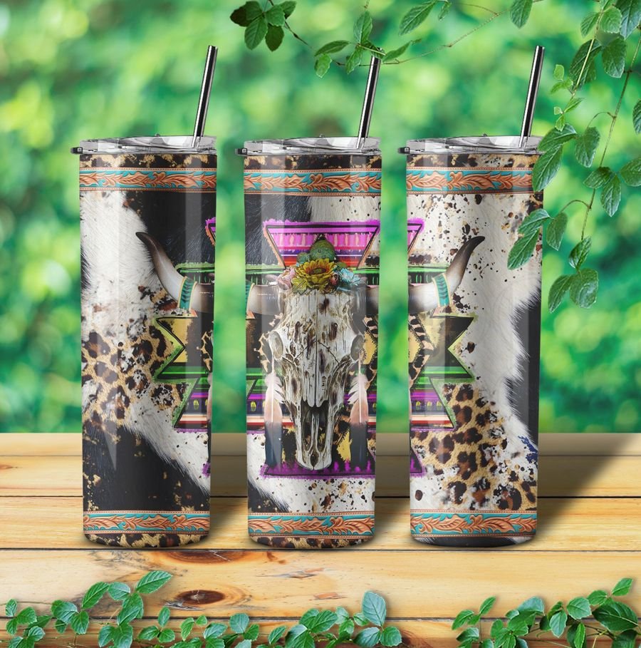 Buffalo Skull Skinny Tumbler