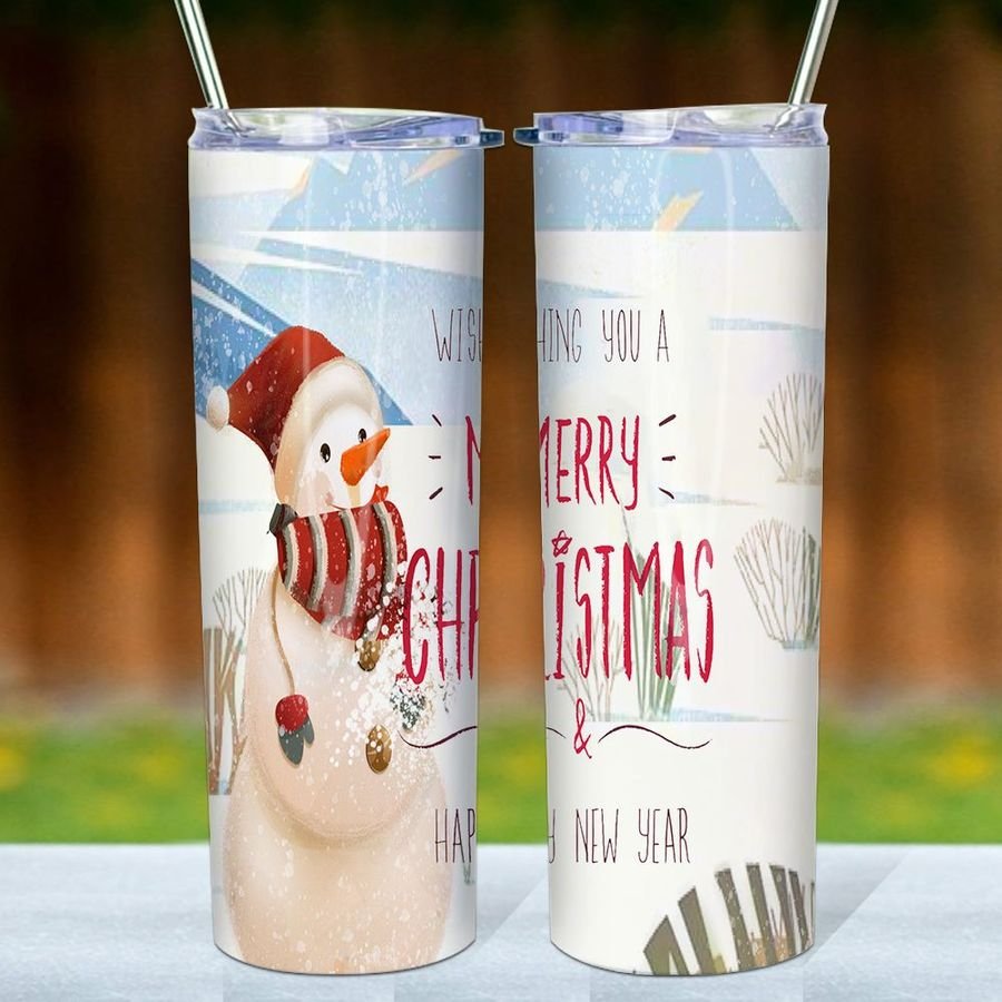 Christmas Snowman Skinny Tumbler, Merry Christmas Skinny Tumbler