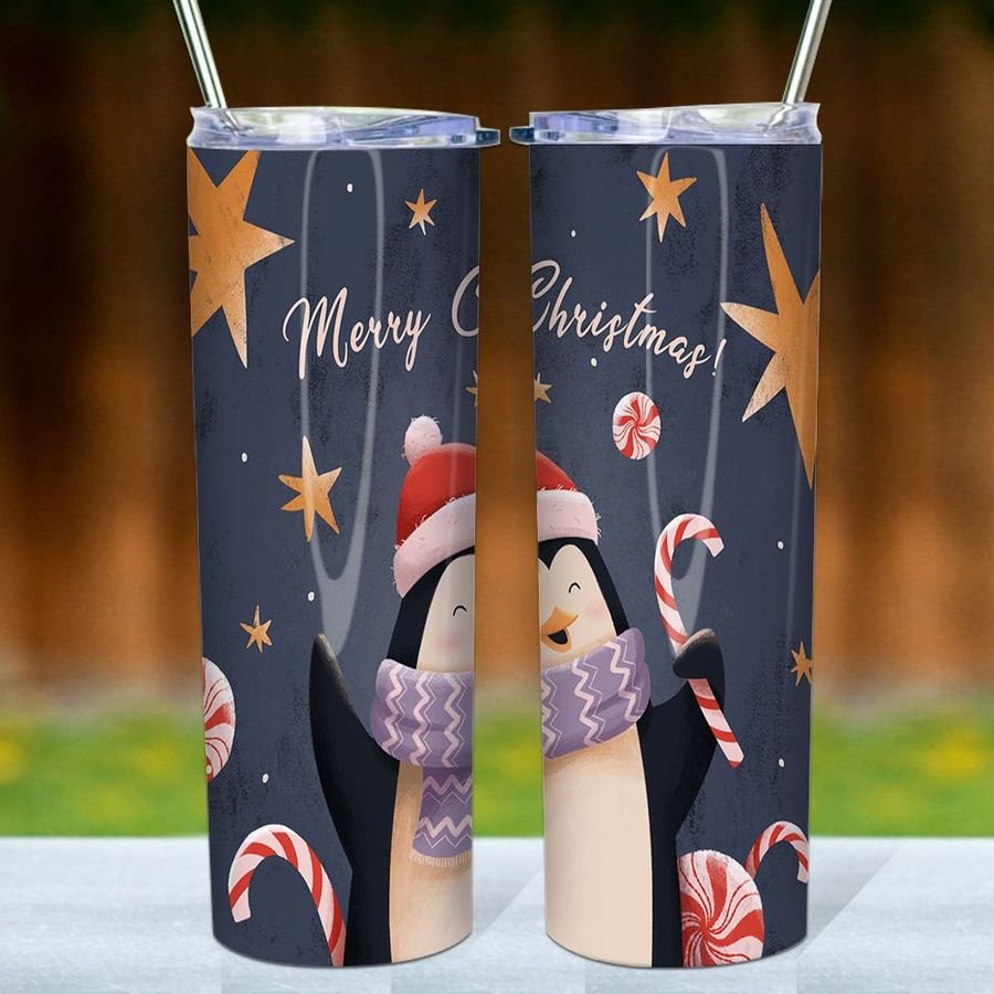 Christmas Penguin Skinny Tumbler, Merry Christmas, Penguin Lovers Skinny Tumbler