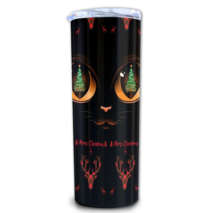 Christmas Cat Skinny Tumbler, Cat Lover Skinny Tumbler