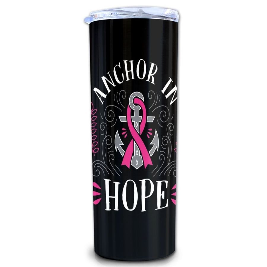 Anchor In Hope Skinny Tumbler, Breast Cancer Awareness Skinny Tumbler