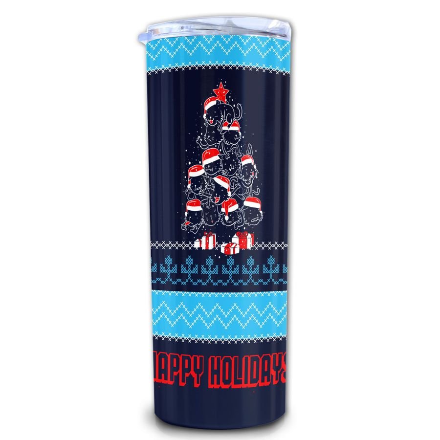 Cat Christmas Tree Skinny Tumbler, Merry Christmas, Cat Lovers Skinny Tumbler